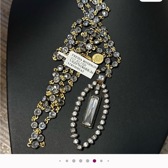 Luxurious Freida Rothman Sterling Necklace with Crystal Accents,18k G plated.NWT - Picture 3 of 13